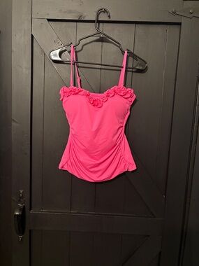 La Blanca Hot Pink Swim Top with Ruffle Trim